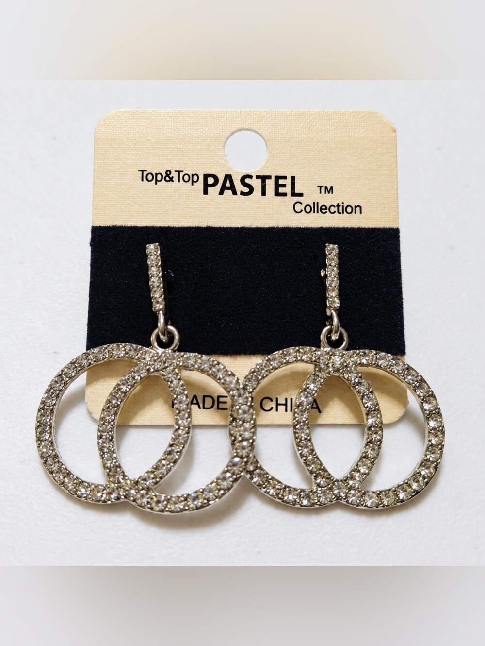 New Rhinestone Double Hoop Dangle Earrings | Sparkly Statement Jewelry